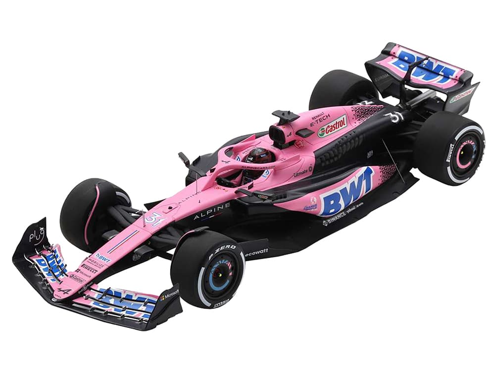 Alpine A523 31 Esteban Ocon "BWT" Formula One F1 Saudi Arabian GP (2023) with Acrylic Display Case 1/18 Model Car by Spark
