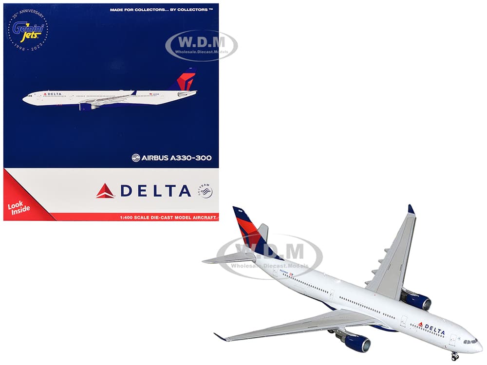 Airbus A330-300 Commercial Aircraft "Delta Air Lines" (N829NW) White with Blue and Red Tail 1/400 Diecast Model Airplane by GeminiJets