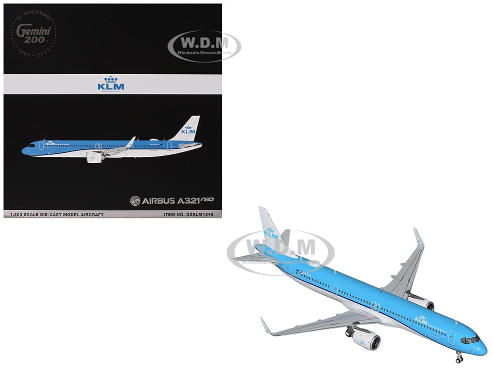 Airbus A321neo Commercial Aircraft "KLM Royal Dutch Airlines" (PH-AXA) Blue and White "Gemini 200" Series 1/200 Diecast Model Airplane by GeminiJets