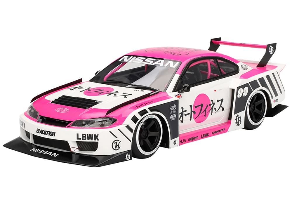 Nissan "LB-Super Silhouette" S15 SILVIA RHD (Right Hand Drive) 99 "Auto Finesse - SEMA 2023" White and Pink 1/18 Model Car by Top Speed