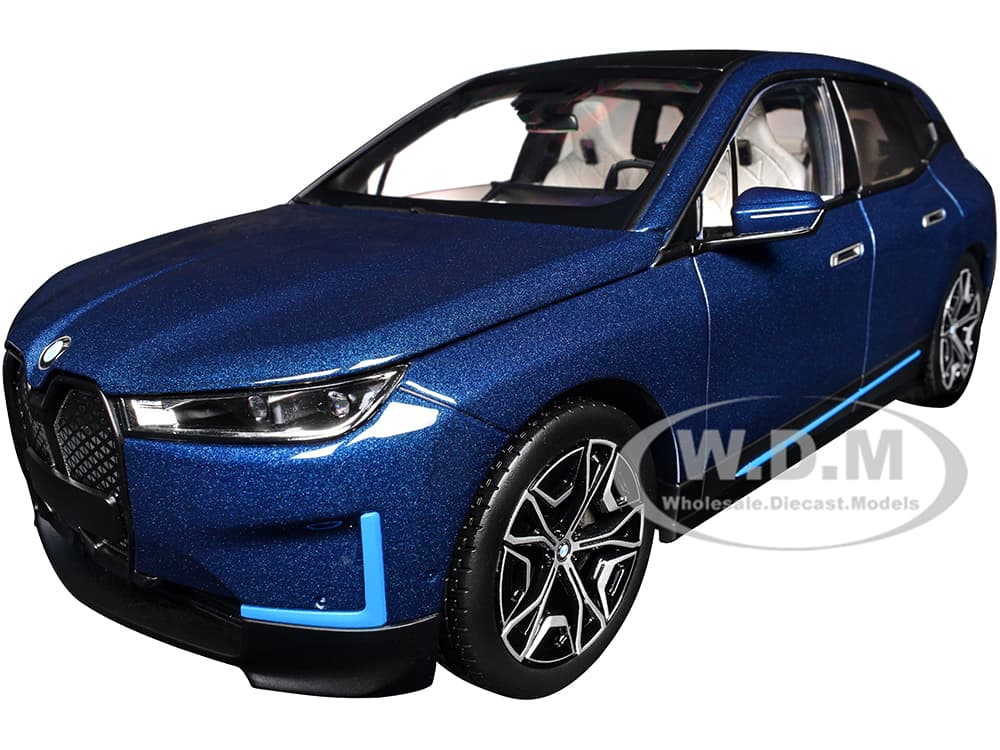 BMW iX Blue Metallic 1/18 Diecast Model Car by Minichamps