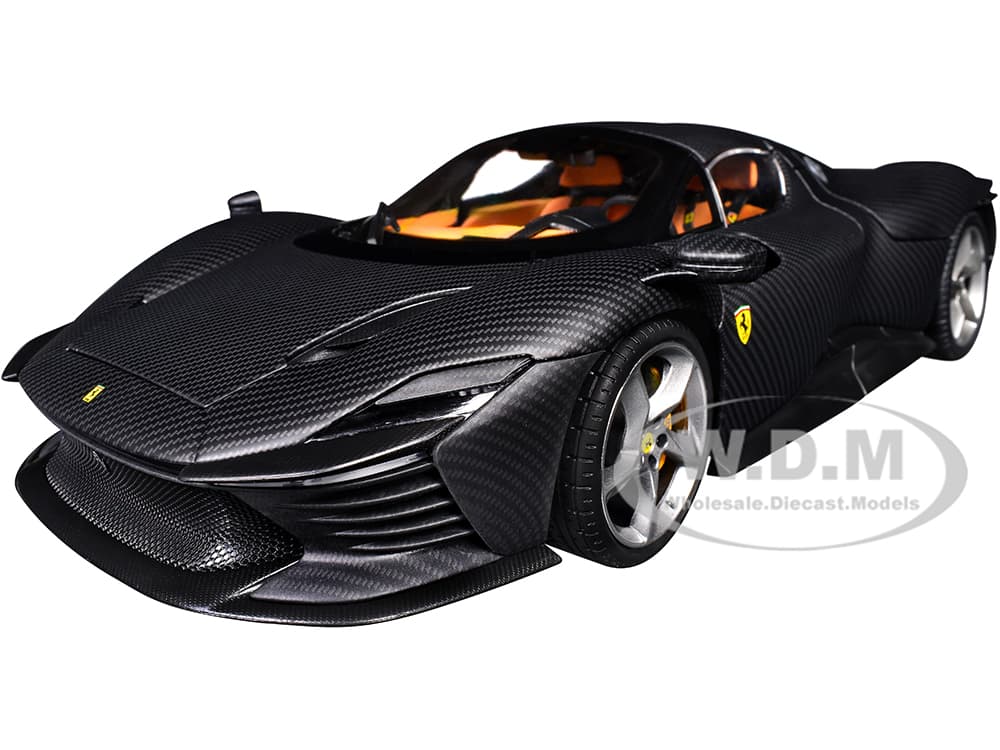 Ferrari Daytona SP3 Carbon Fiber "Carbon Series - Bburago 50th Anniversary" 1/18 Diecast Model Car by Bburago