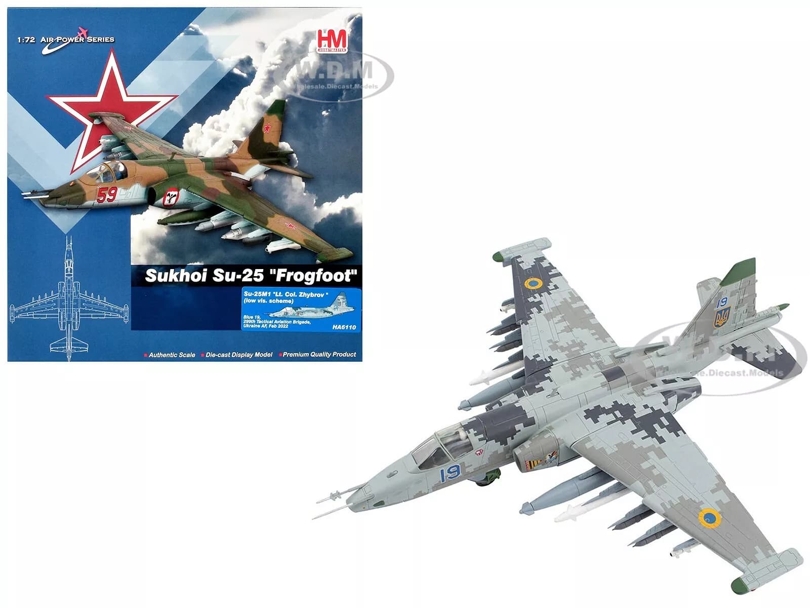 Sukhoi Su-25M1 Frogfoot Aircraft "Lieutenant Colonel Zhybrov 299th Tactical Aviation Brigade" (2022) Ukrainian Air Force "Air Power Series" 1/72 Diec