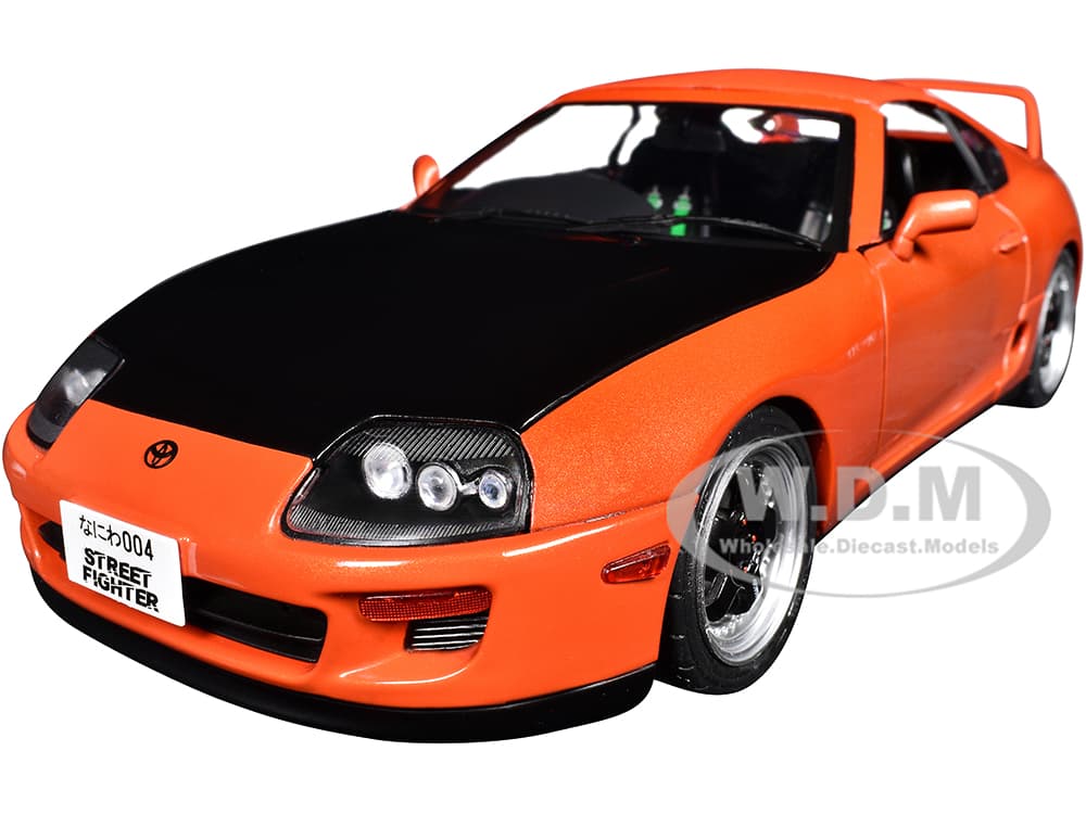 1993 Toyota Supra MK4 (A80) RHD (Right Hand Drive) Orange Metallic with Black Hood 1/18 Diecast Model Car by Solido