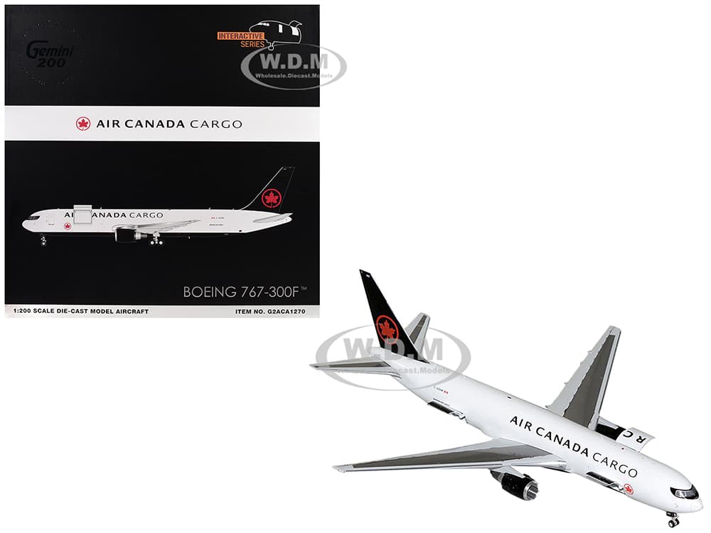 Boeing 767-300F Commercial Aircraft "Air Canada Cargo" (C-GXHM) White with Black Tail "Gemini 200 - Interactive Series" 1/200 Diecast Model Airplane