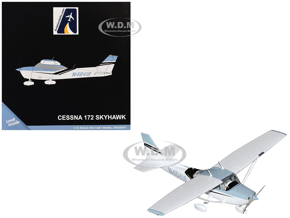 Cessna 172 Skyhawk Aircraft "N46418" Light Blue and White "Gemini General Aviation" Series 1/72 Diecast Model Airplane by GeminiJets