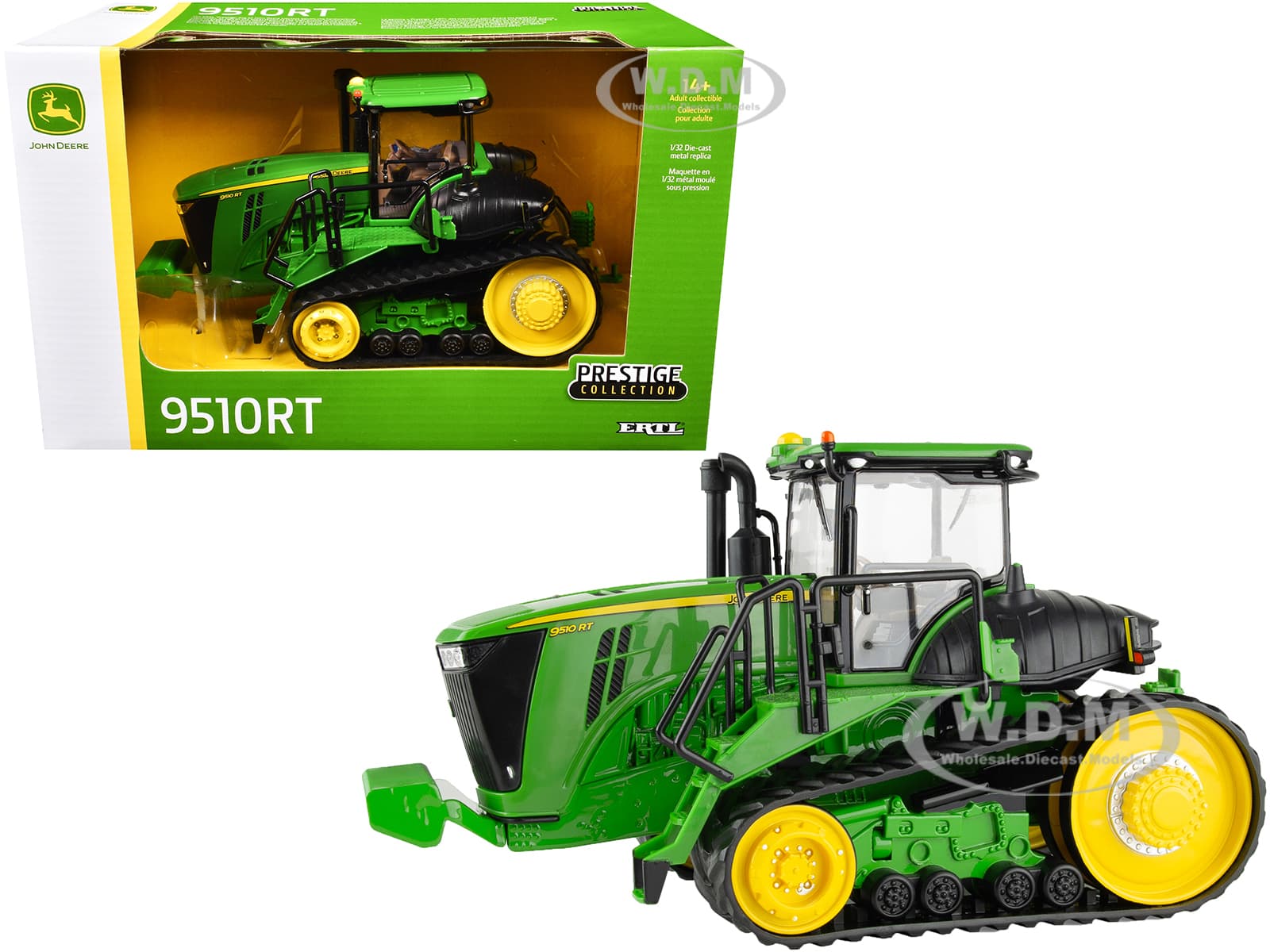 John Deere 9510RT Tractor with Tracks Green "Prestige Collection" 1/32 Diecast Model by ERTL TOMY