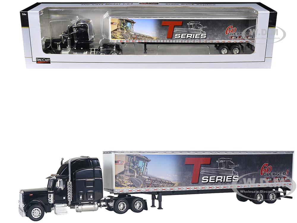 Peterbilt 379 Sleeper Cab Black with Trailer "Gleaner T Series" 1/64 Diecast Model by SpecCast
