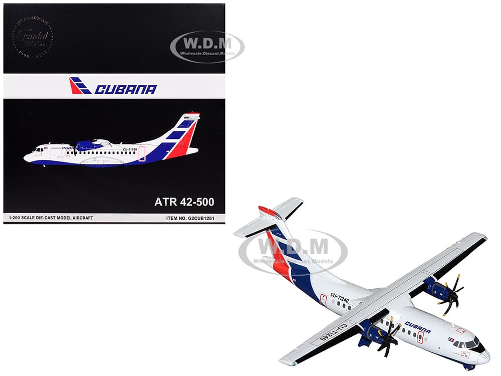 ATR 42-500 Commercial Aircraft "Cubana" (CU-T1240) White with Blue and Red Tail "Gemini 200" Series 1/200 Diecast Model Airplane by GeminiJets