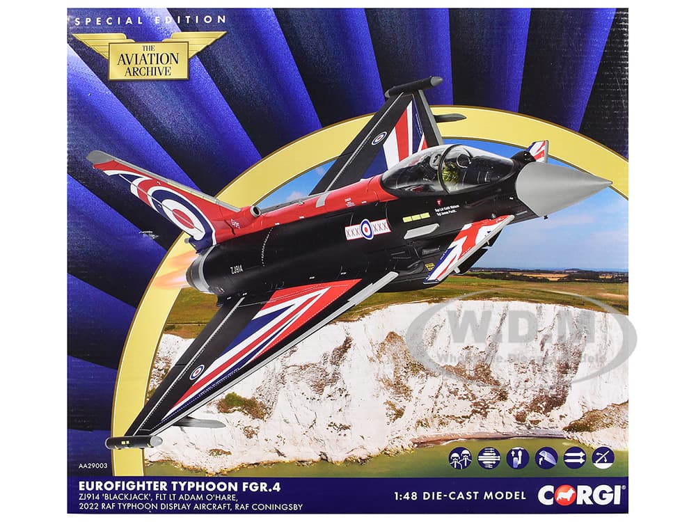 Eurofighter Typhoon FGR4 Aircraft "Blackjack RAF Typhoon Display Aircraft" (2022) British Royal Air Force "The Aviation Archive" Series 1/48 Diecast