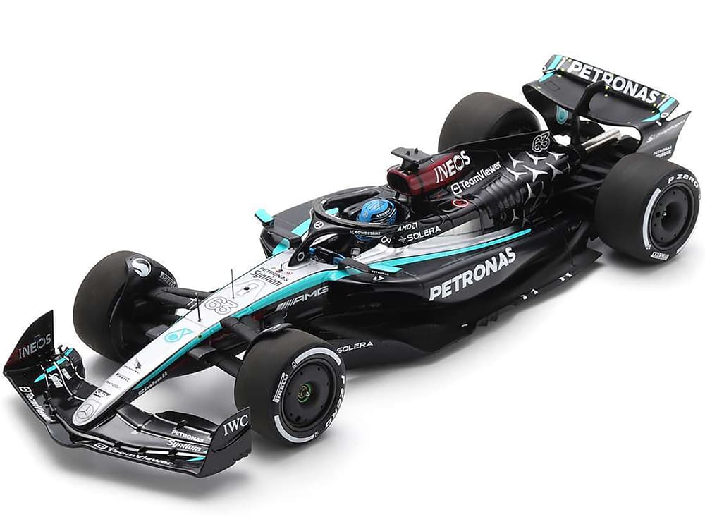 Mercedes-AMG F1 W15 E Performance 63 George Russell "Petronas" Formula One F1 "Bahrain GP" (2024) with Acrylic Display Case 1/18 Model Car by Spark