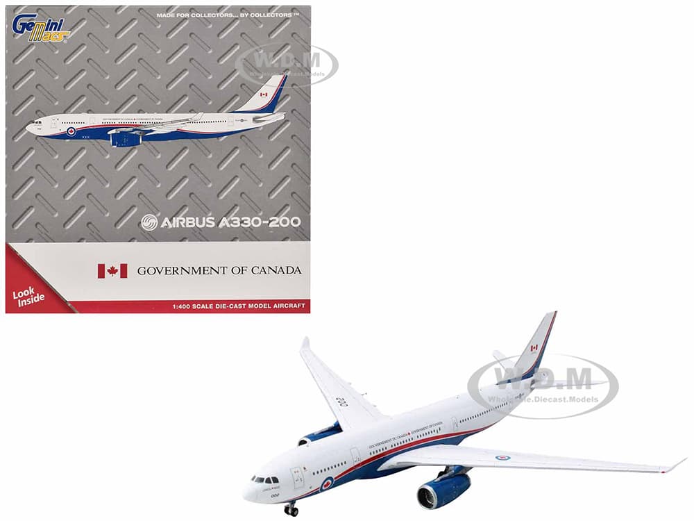 Airbus CC-330 Husky Aircraft "Government of Canada" (330002) White with Blue and Red Stripes "Gemini Macs" Series 1/400 Diecast Model Airplane by Gem