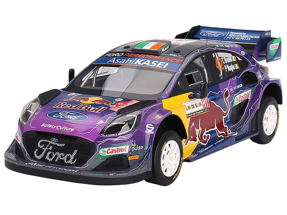 Ford Puma Rally1 42 Craig Breen - Paul Nagle "M-Sport Ford WRT" 2nd Place "Rally Italia Sardegna" (2022) 1/18 Model Car by Top Speed