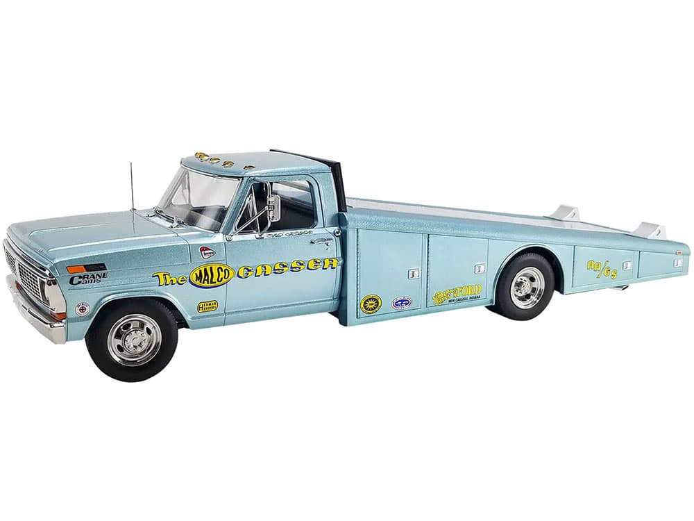 1970 Ford F-350 Ramp Truck Light Blue Metallic "Malco Gasser" Limited Edition to 240 pieces Worldwide 1/18 Diecast Model Car by ACME