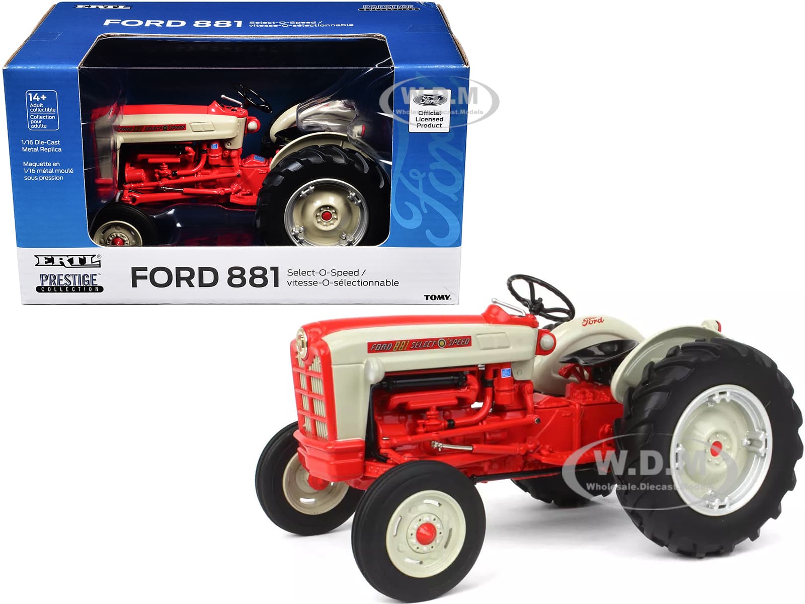 Ford 881 Select-O-Speed Tractor Red and Beige "Prestige Collection" Series 1/16 Diecast Model by ERTL TOMY