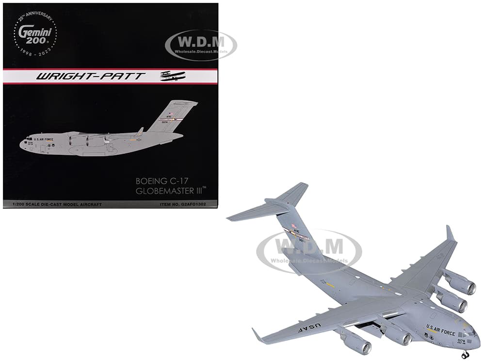 Boeing C-17 Globemaster III Transport Aircraft "Wright-Patterson Air Force Base" United States Air Force (000178) Gray "Gemini 200" Series 1/200 Diec