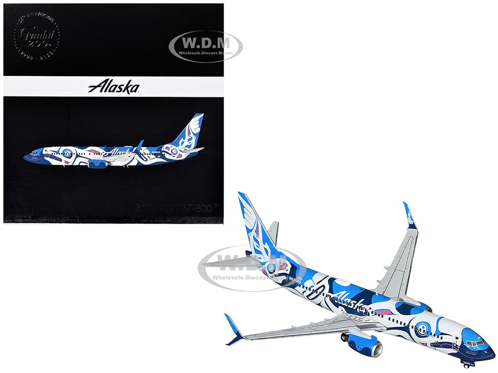 Boeing 737-800 Commercial Aircraft "Alaska Airlines" (N559AS) Salmon People Livery "Gemini 200" Series 1/200 Diecast Model Airplane by GeminiJets