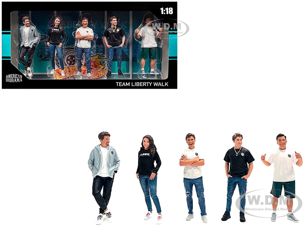 "Team Liberty Walk" 5 piece Figure Set for 1/18 Scale Models by American Diorama