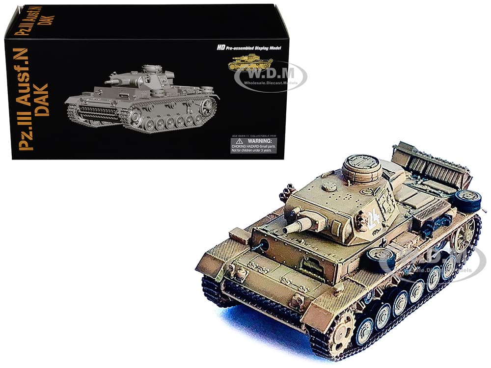 Germany Pz.Kpfw.III Ausf.N DAK Tank 124 "s.Pz.Abt.501 Tunisia Tiger Insignia" (1942/43) "NEO Dragon Armor" Series 1/72 Plastic Model by Dragon Models