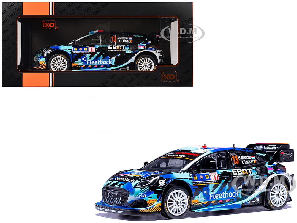 Ford Puma Rally1 13 Gregoire Munster - Louis Louka "Central European Rally" (2023) 1/18 Diecast Model Car by IXO Models
