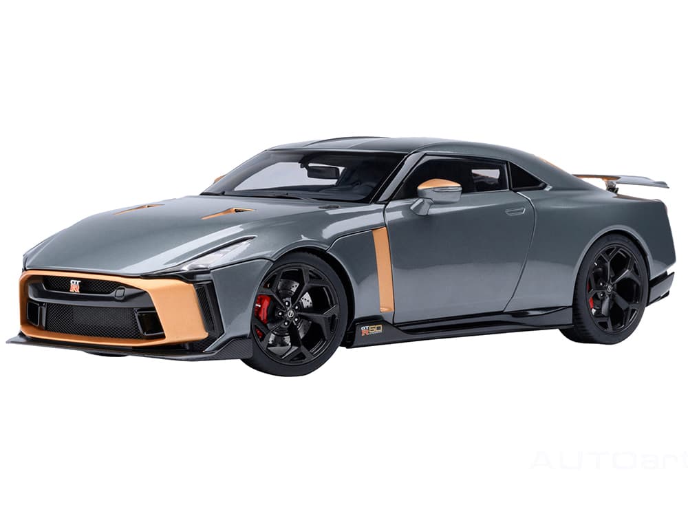 Nissan GT-R50 By ItalDesign "Goodwood Version" Liquid Kinetic Gray Metallic with Gold Accents 1/18 Model Car by Autoart