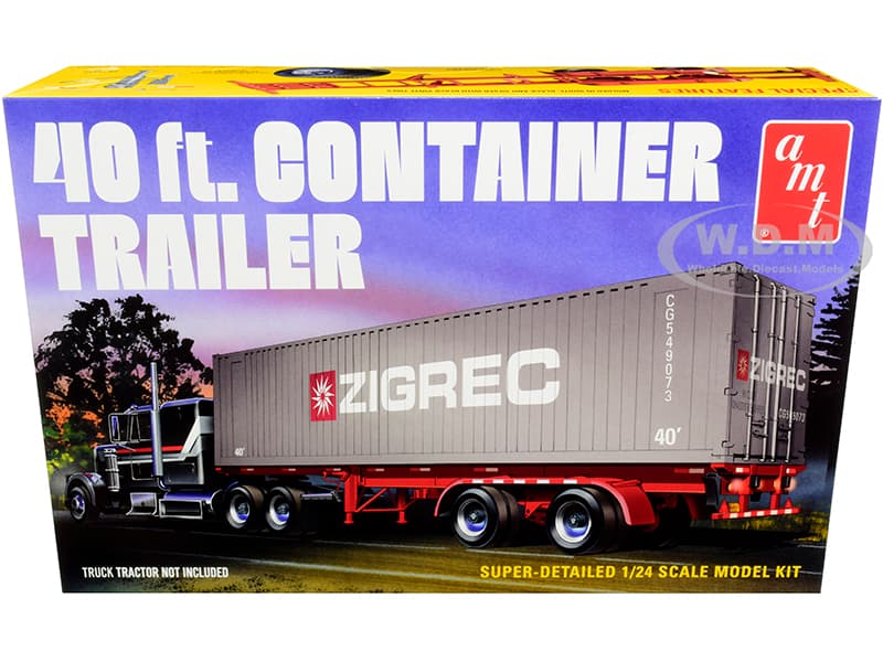Skill 3 Model Kit 40 Container Trailer 1/24 Scale Model by AMT