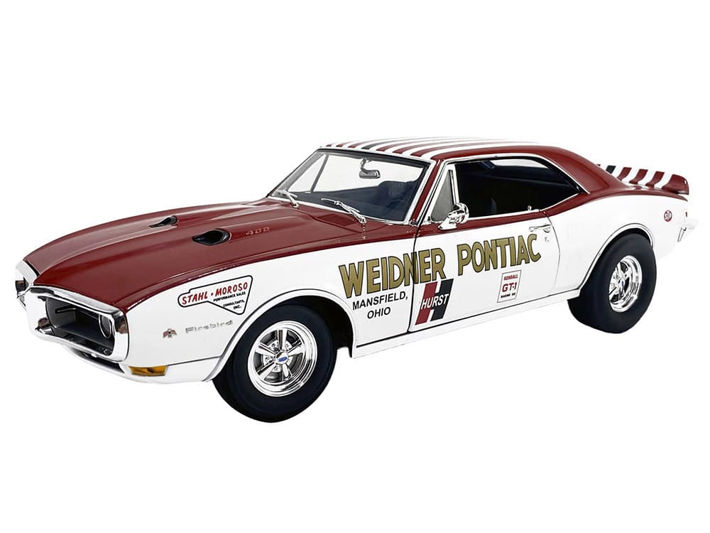 1968 Pontiac Firebird "First Ram Air II - Weidner Pontiac" White and Red with Stripes Limited Edition to 306 pieces Worldwide 1/18 Diecast Model Car