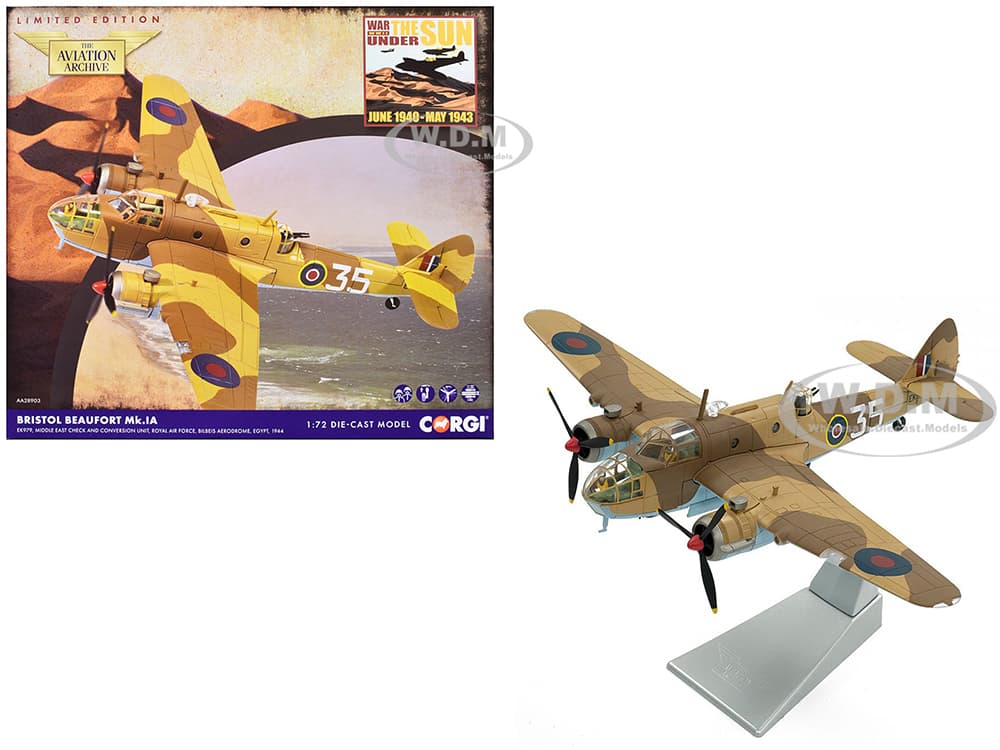 Bristol Beaufort MkIa Bomber Aircraft "EK979 Middle East Check and Conversion Unit" (1944) British Royal Air Force "The Aviation Archive" Series 1/72