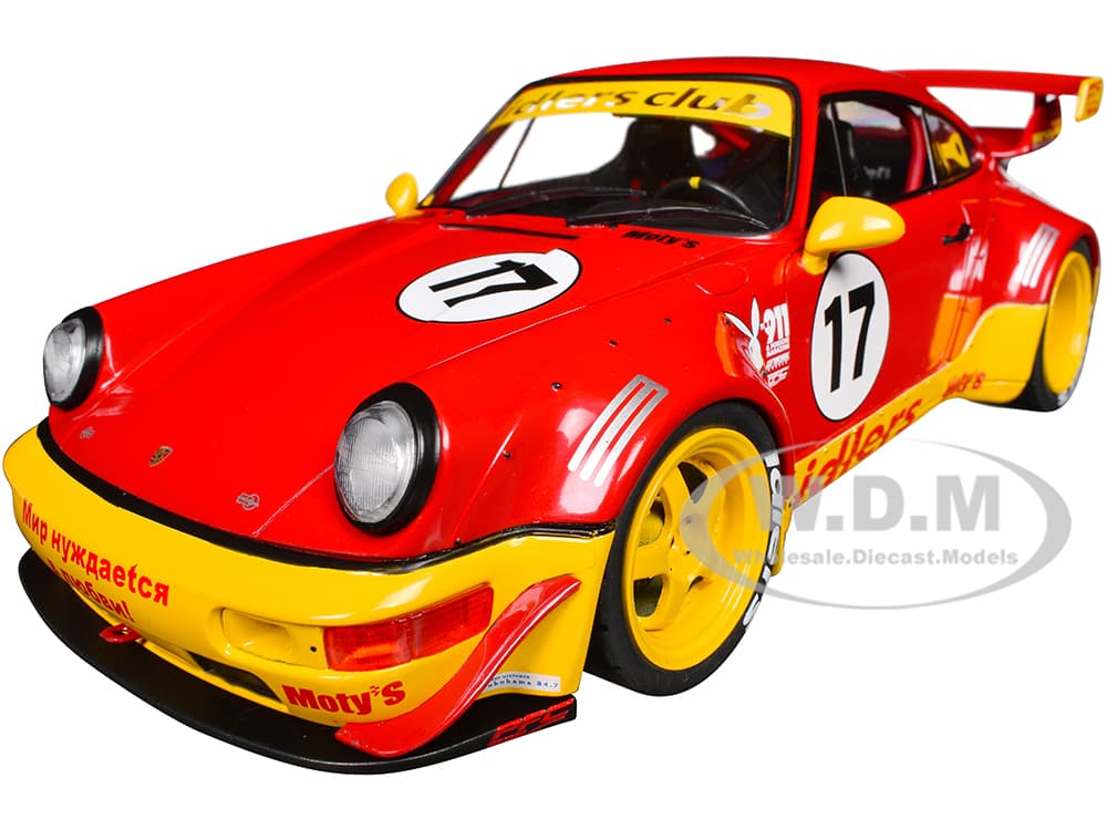 2016 RWB Bodykit 17 "Matys Idlers" Red and Yellow with Graphics 1/18 Diecast Model Car by Solido