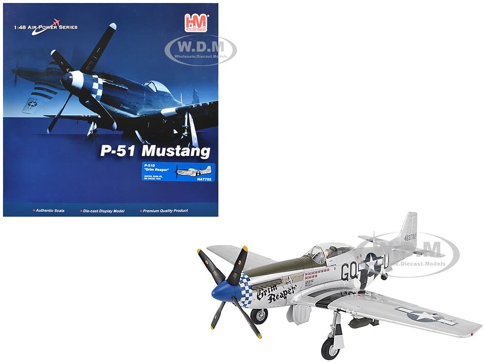 North American P-51D Mustang Fighter Aircraft "463702 Grim Reaper 355th Fighter Squadron 9th U.S. Army Air Force" (1945) United States Army Air Force