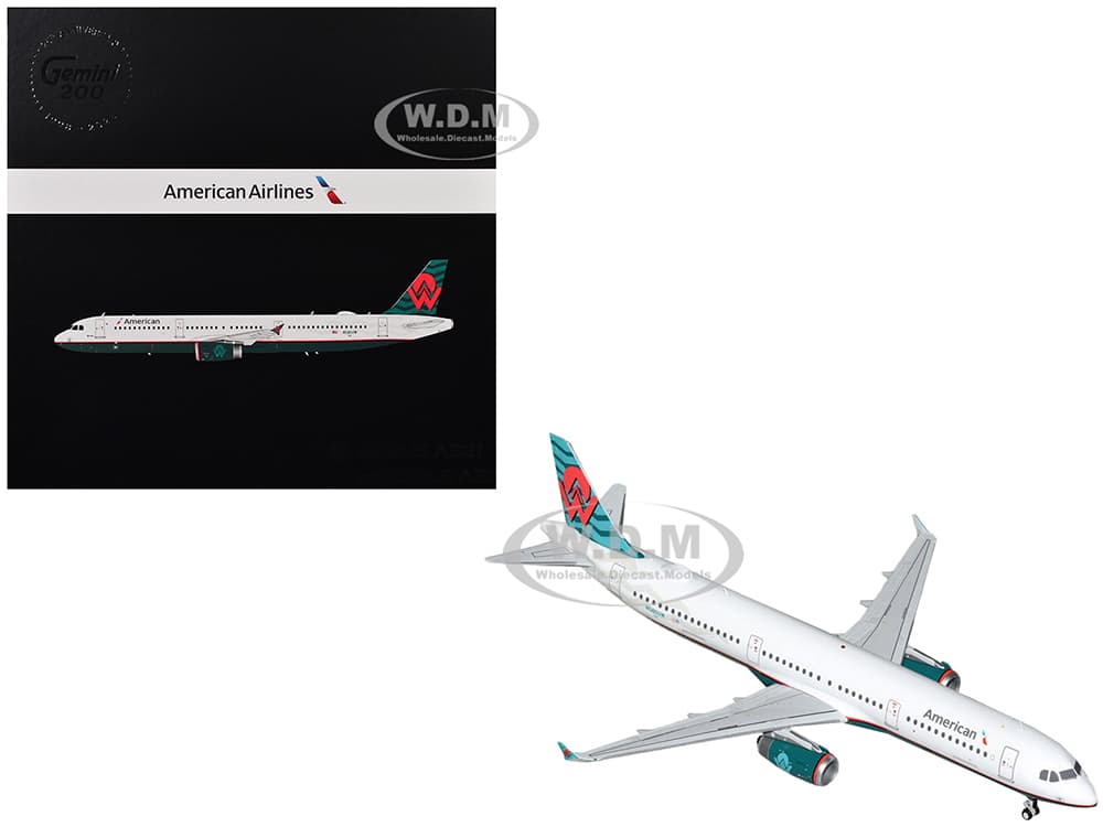 Airbus A321 Commercial Aircraft "American Airlines - America West Heritage Livery" (N580UW) White with Tail Graphics "Gemini 200" Series 1/200 Diecas
