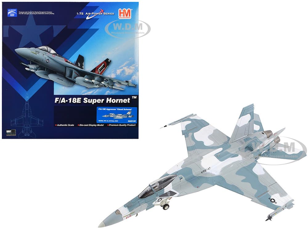 Boeing F/A-18E Super Hornet Fighter Aircraft "Cloud Scheme VFC-12 Fighting Omars" (2023) United States Navy "Air Power Series" 1/72 Diecast Model by