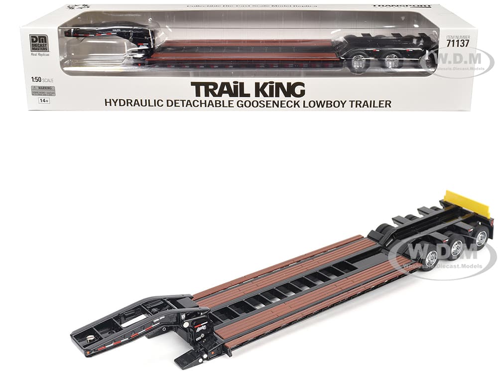 Trail King TK120 Hydraulic Detachable Gooseneck Lowboy Trailer Black (Outrigger Version) "Transport Series" 1/50 Diecast Model by Diecast Masters
