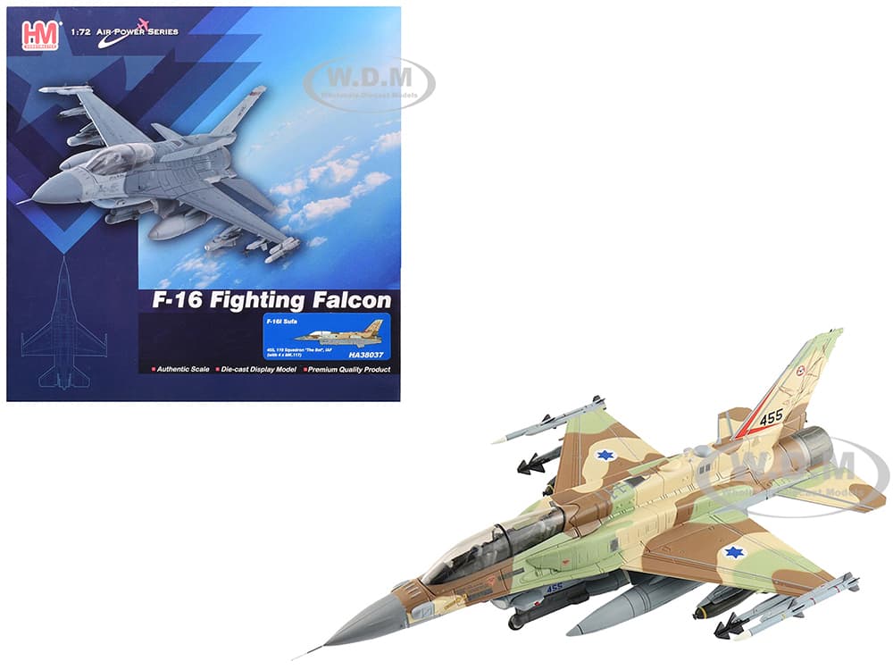 Lockheed F-16I Fighting Falcon Fighter Aircraft "455 Sufa 119 Squadron The Bat" Israeli Air Force "Air Power Series" 1/72 Diecast Model by Hobby Mast