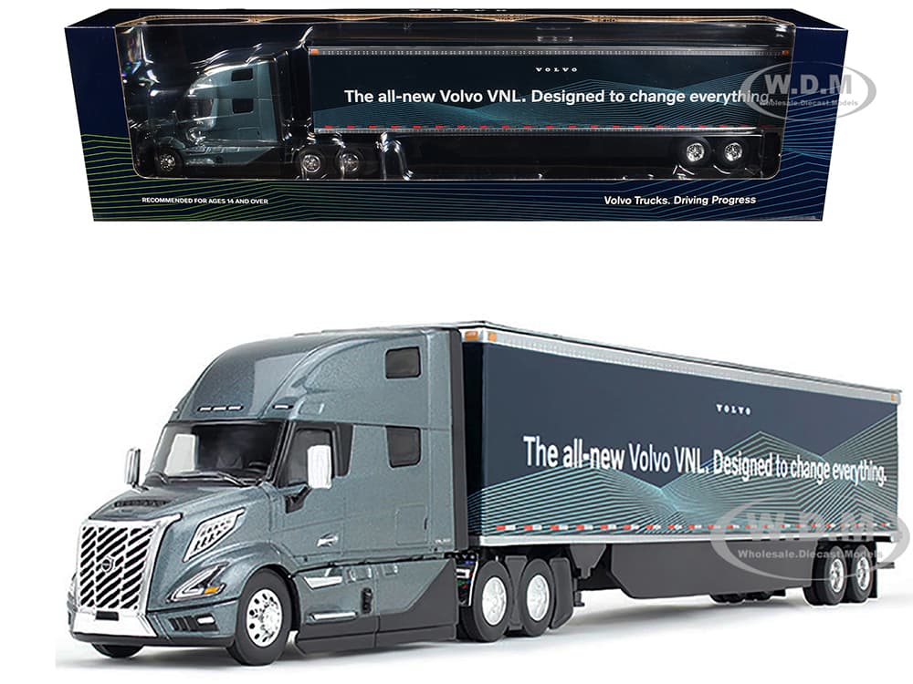 Volvo VNL 860 High-Roof Sleeper and 53 Trailer with Skirts Coastal Mist Gray Metallic 1/50 Diecast Model by First Gear