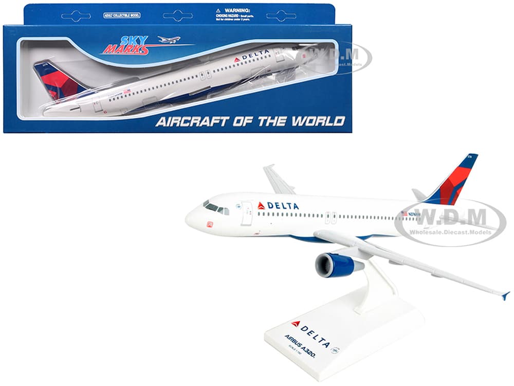 Airbus A320 Commercial Aircraft "Delta Air Lines" (N376NW) White with Blue and Red Tail (Snap-Fit) 1/150 Plastic Model by Skymarks