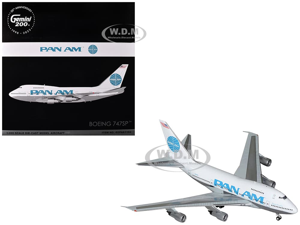 Boeing 747SP Commercial Aircraft "Pan American Airways" (N531PA) White with Blue Tail Graphics "Gemini 200" Series 1/200 Diecast Model Airplane by Ge