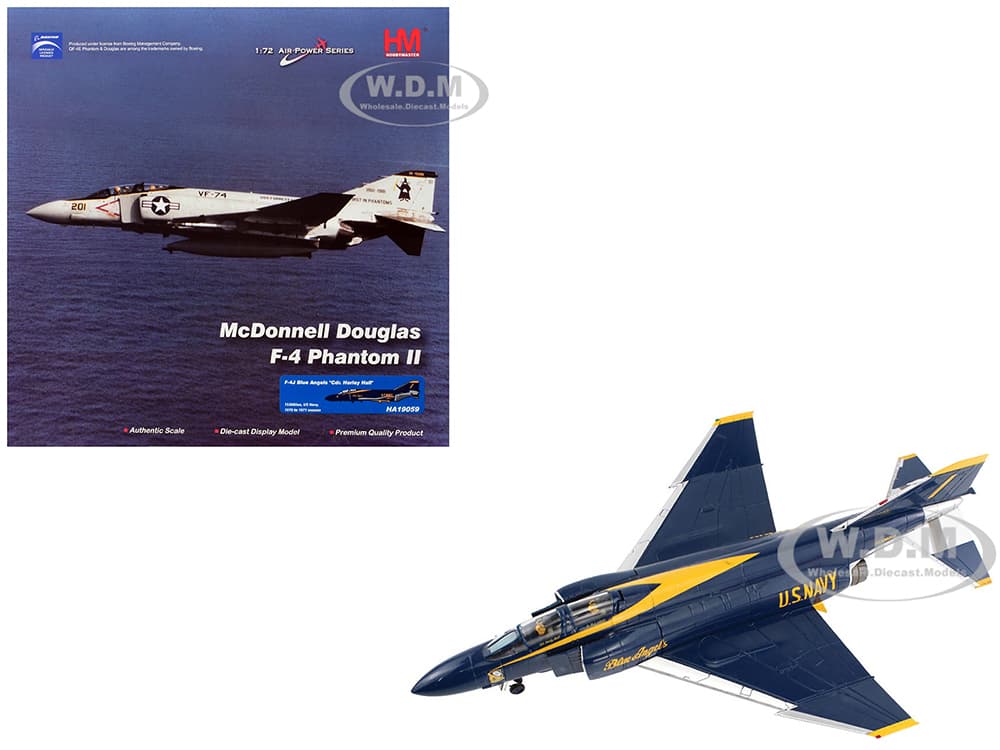 McDonnell Douglas F-4J Phantom II Fighter-Bomber Aircraft "Blue Angels Cdr. Harley Hall 1970 to 1971 Season" United States Navy "Air Power Series" 1/