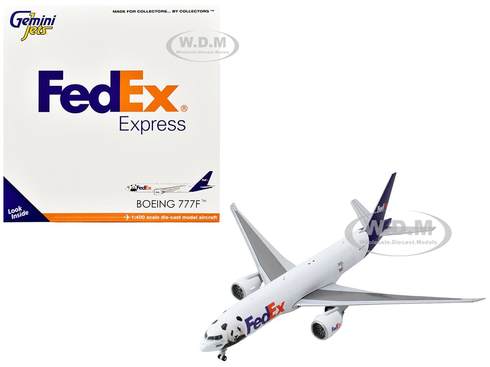 Boeing 777F Commercial Aircraft "Federal Express (FedEx) - Panda Express" (N886FD) White with Purple Tail 1/400 Diecast Model Airplane by GeminiJets