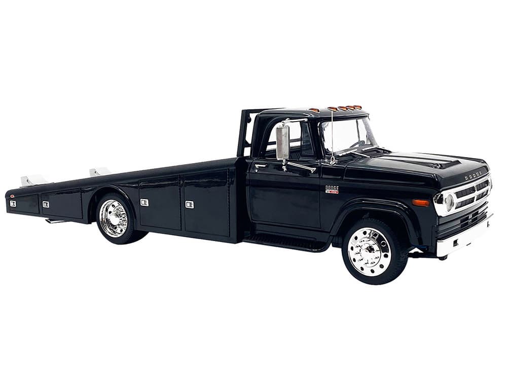 1970 Dodge D-300 Ramp Truck Black with Trucker Wheels Limited Edition to 180 pieces Worldwide 1/18 Diecast Model Car by ACME