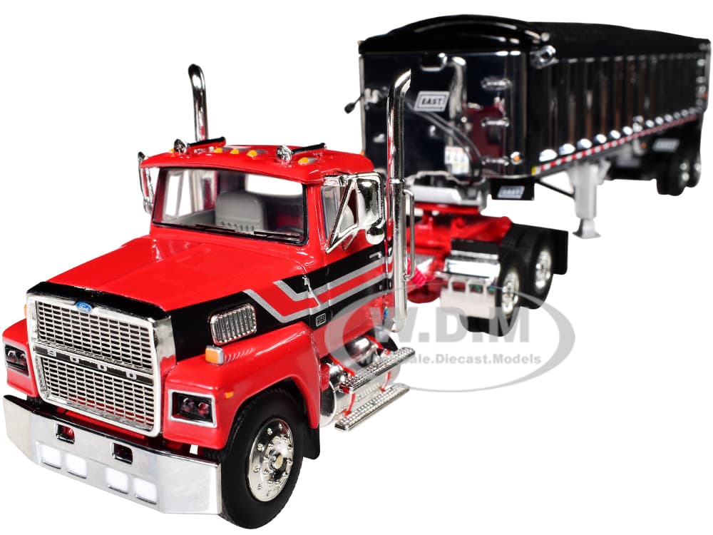 Ford LTL 9000 Day Cab with East End Dump Trailer Red and Black 1/64 Diecast Model by DCP/First Gear