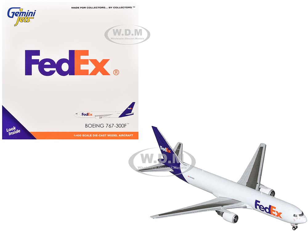Boeing 767-300F Commercial Aircraft "FedEx (Federal Express)" (N144FE) White with Purple Tail 1/400 Diecast Model Airplane by GeminiJets