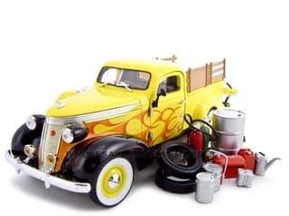 1937 Studebaker Pickup Yellow With Accessories 1/24 Diecast Car by Unique Replicas