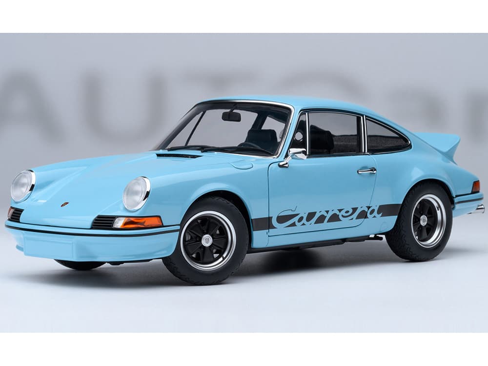 Porsche 911 Carrera 2.7 RS Gulf Blue with Black Stripes and Wheels 1/18 Model Car by Autoart