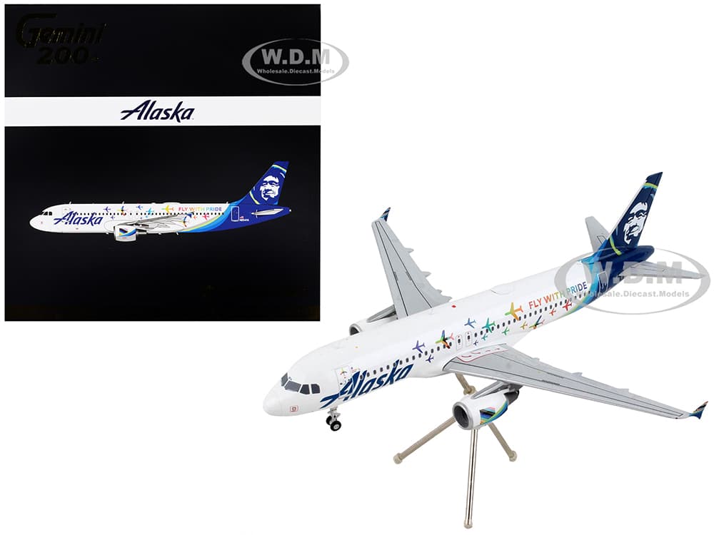 Airbus A320 Commercial Aircraft "Alaska Airlines - Fly With Pride" White with Blue Tail "Gemini 200" Series 1/200 Diecast Model Airplane by GeminiJet