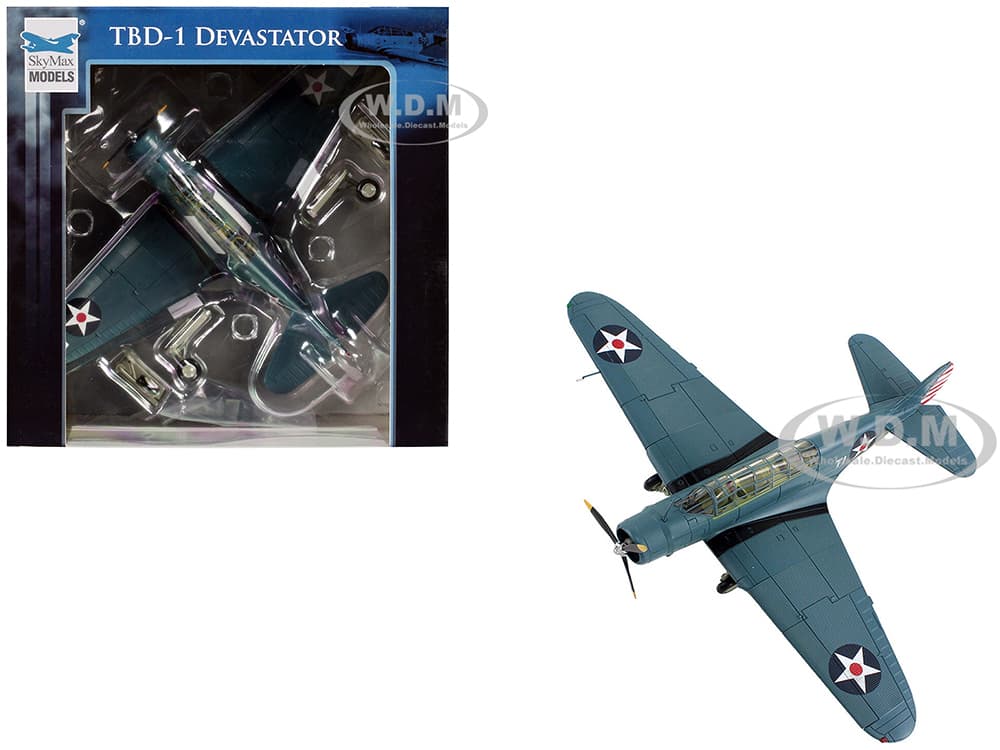 Douglas TBD-1 Devastator Bomber Aircraft "Lt. Cdr. James Brett VT-2 USS Lexington" (1942) United States Navy "SkyMax Models" Series 1/72 Diecast Mode