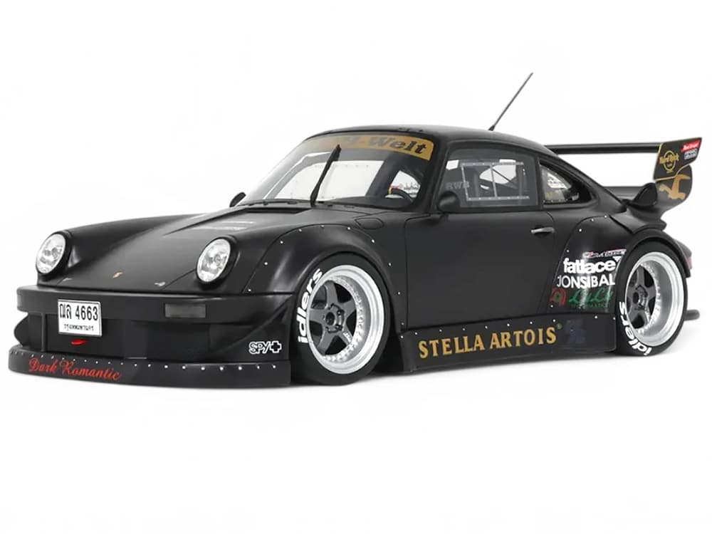 2010 Porsche RWB 964 "Stella Artois" Matt Black 1/18 Model Car by GT Spirit