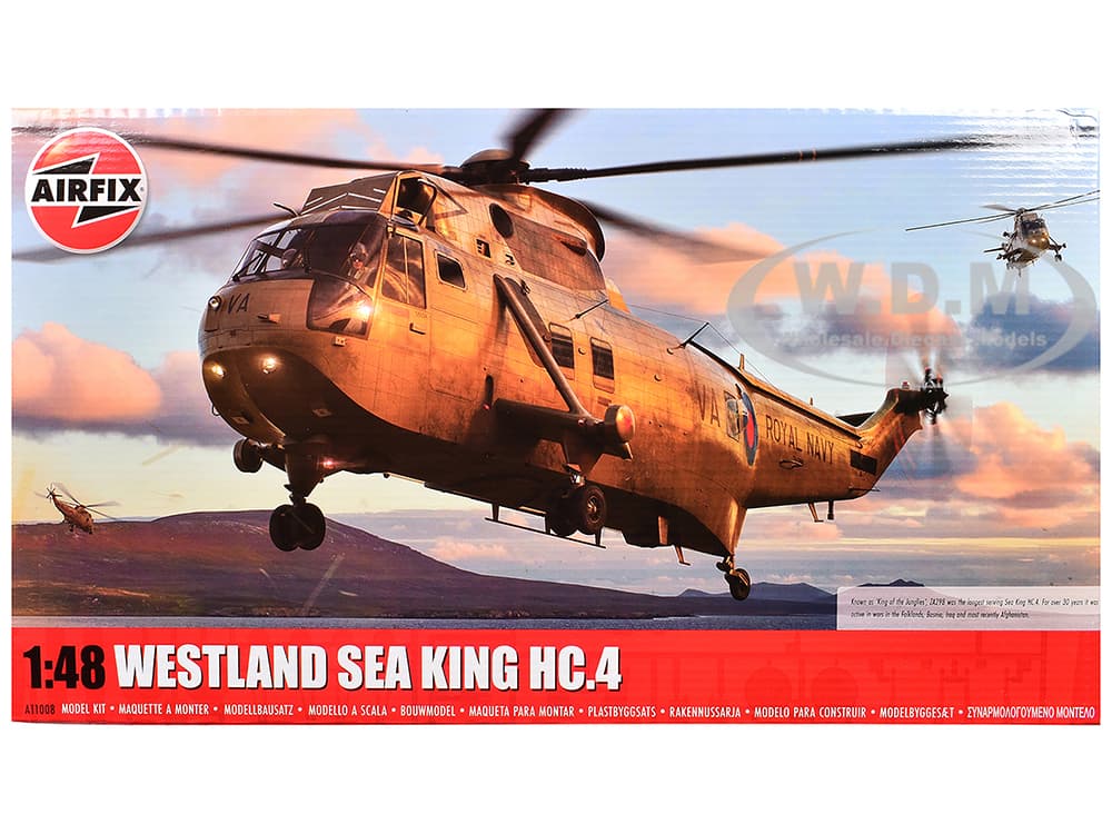 Level 4 Model Kit Westland Sea King HC.4 Helicopter with 4 Scheme Options 1/48 Plastic Model Kit by Airfix