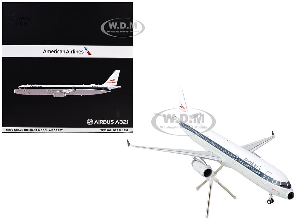 Airbus A321 Commercial Aircraft "American Airlines - Allegheny" (N579UW) White with Blue Stripes "Gemini 200" Series 1/200 Diecast Model Airplane by