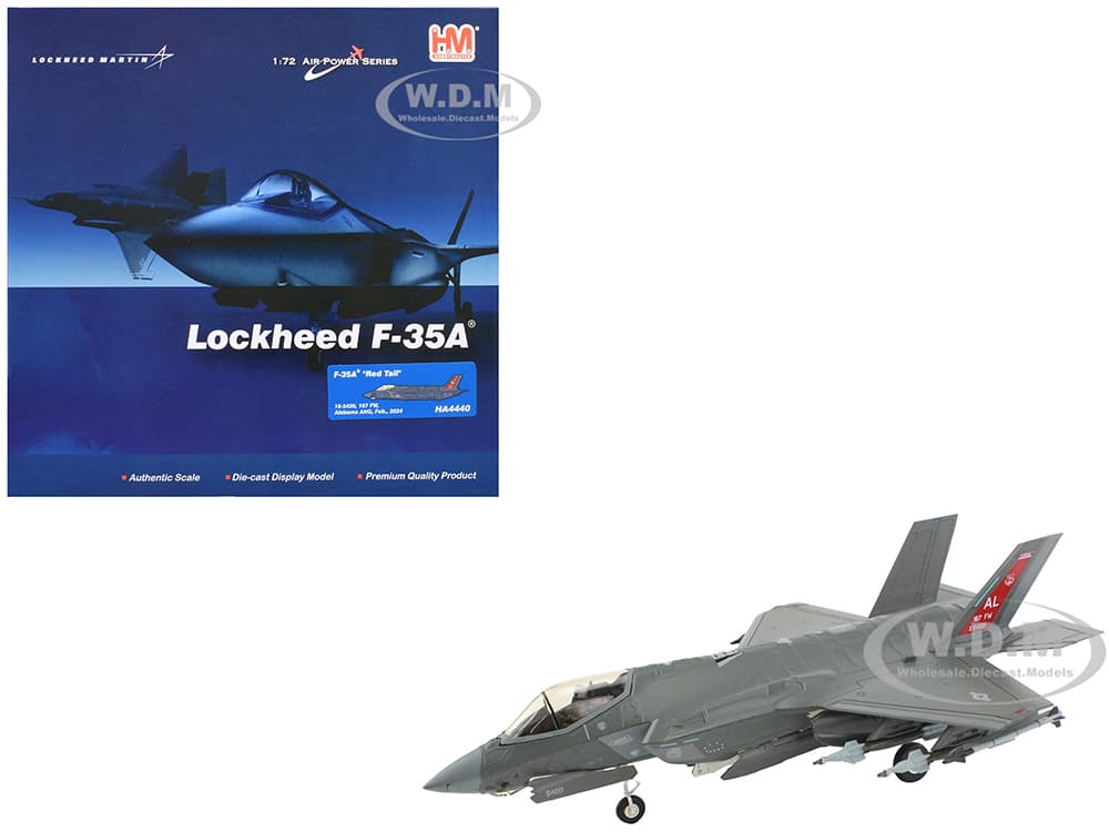 Lockheed Martin F-35A Lightning II Aircraft "Red Tail 187th Fighter Wing Alabama Air National Guard" (2024) United States Air Force "Air Power Series